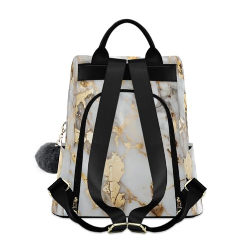 Image of ALAZA White Gold Marble Trips Hiking Camping Rucksack Pack for Women