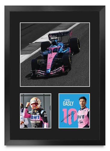 Regalo de Pierre Gasly F1 con foto de autógrafo impreso y cuadro A3 vertical para aficionados