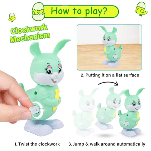 Image of Zest 4 Toyz 3 Pcs Jumping Bird, Rabbit & Animal Wind Up Toys for Babies Key Operated Crawling Walking Toy Set for Kids - Fun & Interactive Animal Toy Set for Boys & Girls- Assorted Color & Design