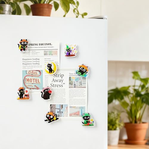 Set de 8 imanes decorativos de gato para refrigerador miniatura 5