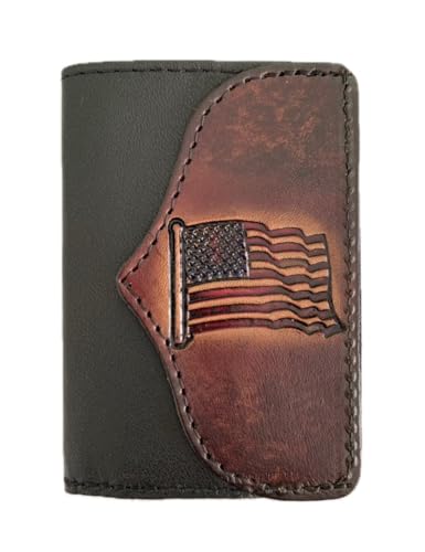 Hilltop Leather Company T-1 American Men'S Flag Usa Handcrafted Leather Trifold Wallet thumb #1