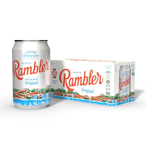 Image of AUTX RAMBLER Sparkling Water, Texas Limestone Mineral Blend, Original x Satsuma, 12-Ounce Cans, 8 Count x 2 (16 Cans Total)