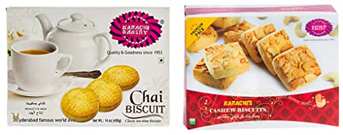 Image of Karachi Bakery Chai Biscuit, 400g & Premium Cashew Biscuit, 800 g