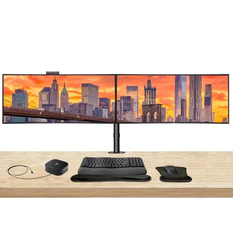 Image of HP Series 7 Pro 27-inch 727pm & 727pk 4K UHD 2160P Conferencing Monitors, 2 Pack Bundle with Desk Mount Stand, USB-C Multiport G5 Dock, MK650 Wireless Keyboard & Mouse, Gel Mouse & Wrist Pad