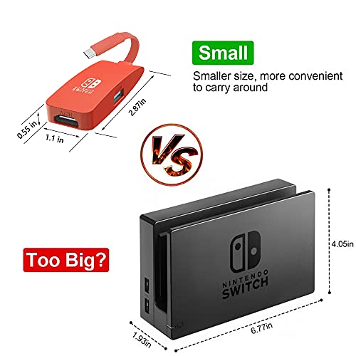 G GOPALA Replacement for Nintendo Switch Dock, 4K@60Hz Switch Dock, Portable Switch Docking Station for TV, 1080P 60Hz TV Dock for Nintendo Switch/OLED Steam Deck-Red