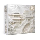 3 D White Landscape Puzzles for Adults 1000 Pieces, Chinese Nature Plant Scenic Paper Cut Jigsaw Puzzles, Challenging Art Pure White Mountain Scenery Puzzle