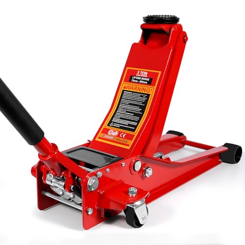 HYCHIKA Cric a carrello da corsa in acciaio,ultra basso profilo