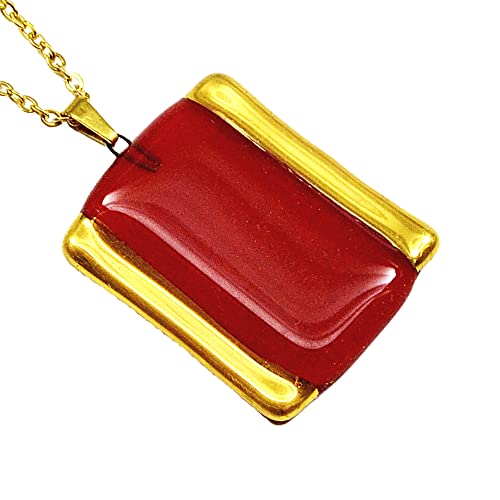 Collier rouge en verre tchèque rectangulaire pour vos soirées
