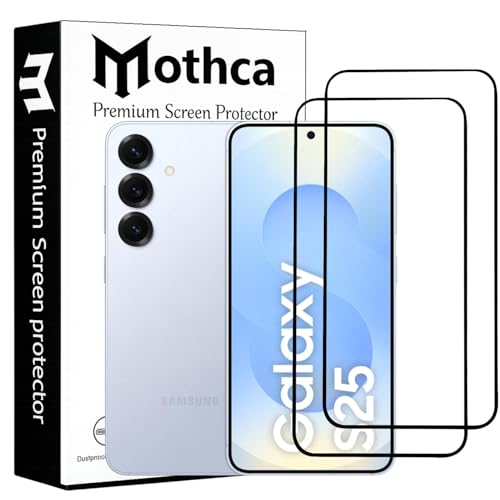 Image of Mothca Military-Grade Tempered Glass Screen Protector Compatible for Samsung Galaxy S25 with Edge to Edge Coverage - Case Friendly, Anti-Scratch & Bubble-Free Installation Kit (Pack of 2)