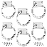 SHEUTSAN 6 Pack 80mm Drop Rings Pulls Handle, Modern Round Back Pulls Door Knocker with Screws for Chairs, Ottomans, Cabinets, Doors, Silver