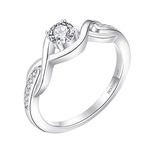 JO WISDOM Infinity Knot Promise Rings for Her Sterling Silver Cubic Zirconia Wedding Engagement Rings size 8