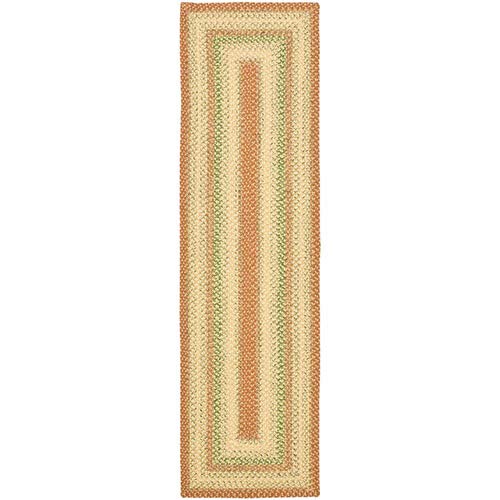 SAFAVIEH Washable Rug Braided Collection - 2'3" x 8' Runner, Rust & Multi, Weather Resistant & Easy Cleaning, Ideal for Patio, Backyard, Mudroom, Deck, Hallway (BRD303A)