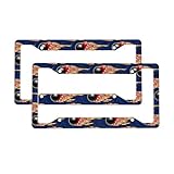 2 x KFZ-Kennzeichenrahmen für Frauen und Männer, solide Aluminium-Kegelkugel und Flammenplattenabdeckung für Autozubehör für Frauen und Männer mit Befestigungselementen und Schrauben