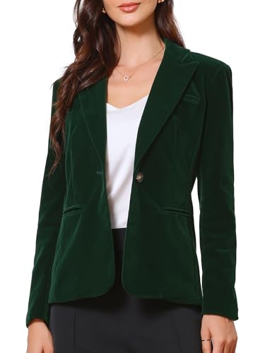 Allegra K Velvet Blazer for Women Halloween Lapel Collar Long Sleeve Button Vintage Work Blazers 2025
