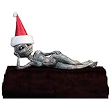 Alien Invasion - X'Mas Decoration Sexy 11' Laying Alien Statue and Figurine Sky with Christmas Hat - Alien Gray