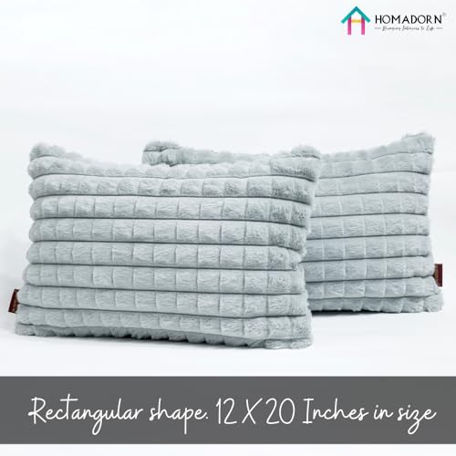 Image of HOMADORN Luxury Plush Fur Reversible Cushion Cover Ultra Soft & Cozy (Pack of 2)