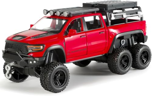 Image of RAM Mammoth Pick-Up Model Car 1:32 Exclusive Alloy Metal Pull Back Die-cast Car Die-cast Metal Pullback Toy car with Openable Doors & Light Music, Multicolour Six Wheel