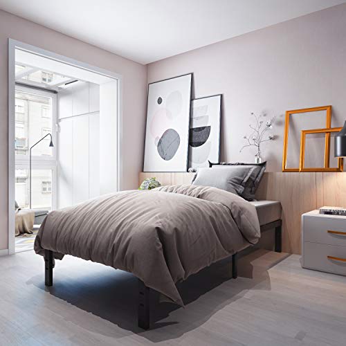 Homdock 14 Inch Twin Xl Bed Frame/Sturdy Strong Steel Structure 3500 Lbs Heavy Duty/Noise Free/None Slip Mattress Foundation/No Box Spring Needed Metal Platform/Black Finish, Twin Xl #TOP6