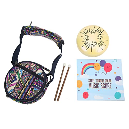 Alloy Steel Tongue Drum 8 Note, Chakra Tank Ethereal Lotus Handpan, Percussion Instrument with Frosted Manual Spray Painting, Alloy Material, Includes Drum Bag