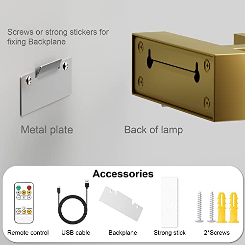 Ralbay Battery Operated Picture Light, Remote Control Wireless Art Light With Dimmable, 16" Gold Stickable Wall Light For Picture Display Frame Dartboard #TOP5