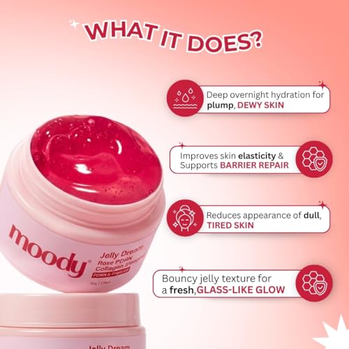 Image of Moody JellyDream Collagen Sleeping Mask for Overnight Hydration & Skin Glow | Jelly Texture Face Mask for Soft, Plump & Smooth Looking Skin | Nourishing Night Face Mask for Daily Skincare Routine