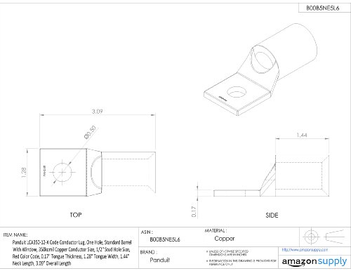 Panduit LCA8-56-L Copper Compression Lug, 1 Hole, #8 AWG, 5/16-Inch Stud - Thumbnail 4