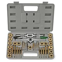 NEIKO 00911A SAE Gewindeschneider-Set, Titanbeschichtete Stahl-Gewindebohrer und Schneideisen, großes Gewindewerkzeug-Set mit Aufbewahrungskoffer, 40-teiliges Set