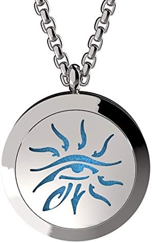 Miniatura 2 de Wild Essentials - Collar difusor de aceite esencial de ojo de sabiduría, colgante de medallón de acero inoxidable con cadena de 24 pulgadas, 12