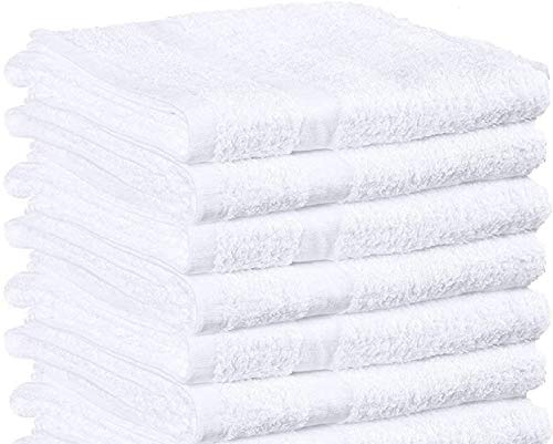 Towels N More 6 Pcs New Gym Towels 20X40 White 100% Cotton Loop Terry Bath Towels Salon Towels Light Weight Fast Drying(6) #TOP16