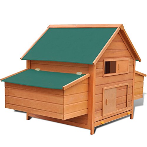 Festnight Solid Pinewood Chicken Coop Hen House 157 x 97 x 110 cm