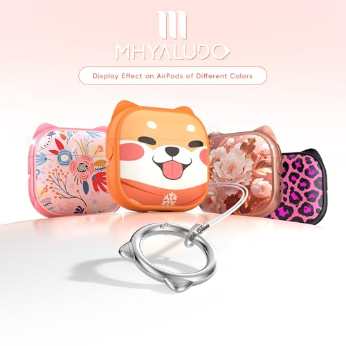 Image of for AirPods 4 Case with Cleaning Kit, Cute Cat Ear Print Design & Cute Buckle, Inverted Phone Holder Design, Top Safe Lock Buckle Design, for Girls AirPods 4 case 2024, Orange Dog