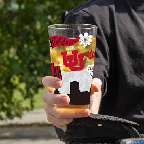 Image of Logo Brands NCAA 16 oz Pint Glass - Durable Glass With Bold Team Color- Chip-Resistant Rim Drinkware For Fans, Tailgates, Home Bars & Everyday Use