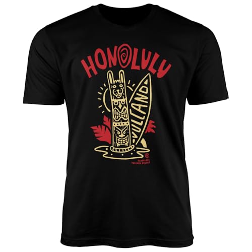 Produktfoto von Neverless® Herren T-Shirt Honolulu Tiki Totem Maske Surfbrett Surfen Fashion Streetstyle Schwarz 4XL