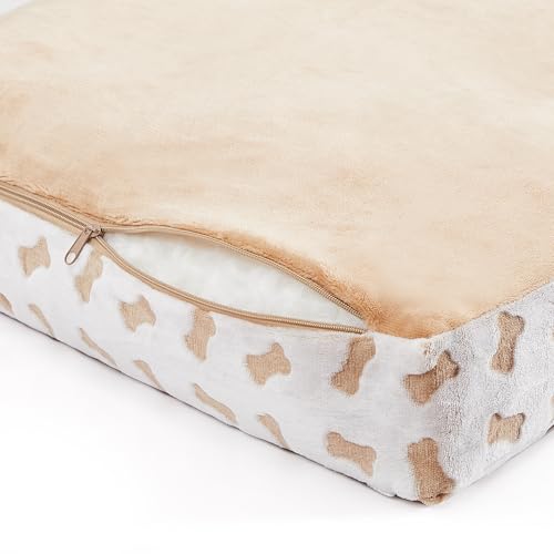 Image of Modern Threads Ultra Plush Orthopedic Memory Foam Pillow Bed for Large Dogs with Supportive Filling and Stylish Textured Design, Beige, (36 inch L x 27 inch W x 4 inch Th)