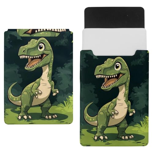 Funda para portátil de 13.8 x 10.2 pulgadas verde con diseño de dinosaurio