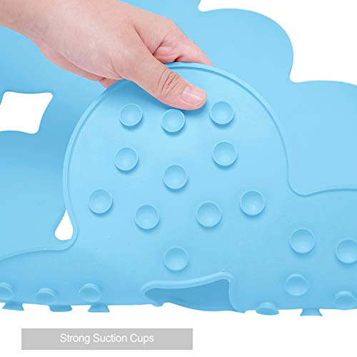 Webos Patented Non Slip Bathtub Mat Shower Mat Bath Mat Tub Mats With Strong Suction Cups Soft Natural Rubber Bath Mat For Inside The Tub (Circle-Blue, 28X16 Inch) #TOP2