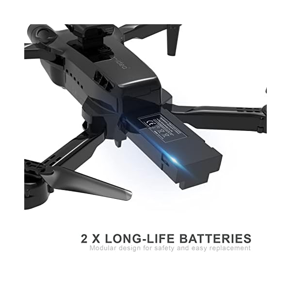IDEA12 Drohne mit Einstellbarer Kamera 1080P mit Optische Flusspositionierung für Anfänger und Erwachsene, FPV RC Drone Quadcopter mit 360° Aktive Hindernisvermeidung, Doppelkameras, 2 Batterien – Bild 4