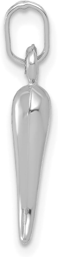 JewelryWeb 5mm 14k White Gold Hollow Italian Horn Charm Pendant Necklace for Women - Image 3