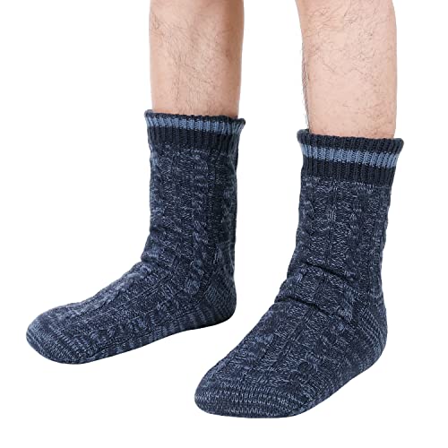 Winter Mens Fluffy Warm Fleece Lining Slipper Socks Sleeping Socks Christmas Socks3