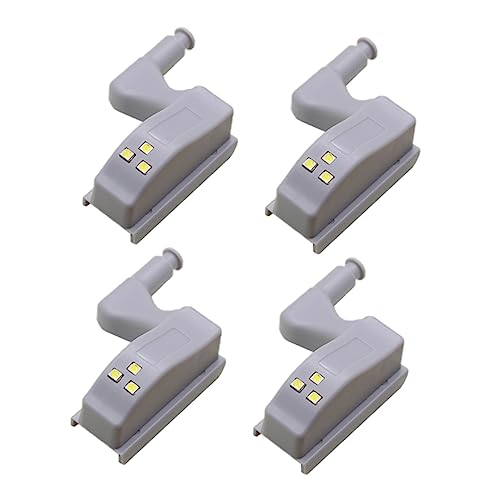 DOITOOL 4Pcs Hinge Light for Cabinets LED Lighting for Cupboards and Wardrobes Easy Installation Practical for Home and Office Use Warm Battery Not Included
