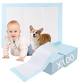 100 Stück Baby Inkontinenzunterlage Wickelunterlage Einweg, 33 × 45 cm Baby Wickelauflage, Changing Mat für Unterwegs, Hygienisch mit Superabsorber, Weich,Wasserdicht, Atmungsaktiv (Blau)