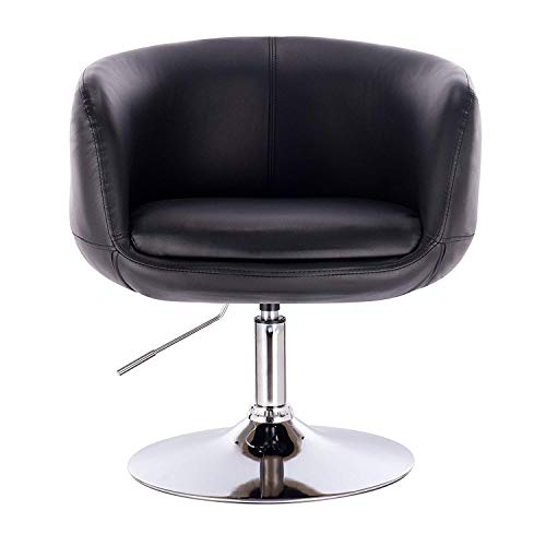 Cris Nailsu00ae1x Taburete de Bar Regulable en Altura Taburete Giratorio con Respaldo Cuero Sintético Sillas Oficina para Peluquería negro