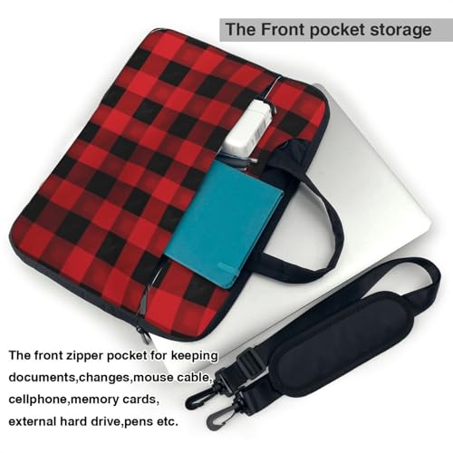 Bolso Tote para Laptop con patrón de cuadros rojo y negro miniatura 5