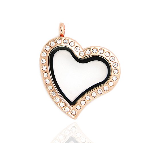 Jojo & Lin Magnetic Floating Locket Charm 30Mm Medium With Snake Chain Mothers Day Gift (Rose Gold Curved Heart) #TOP1