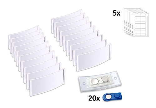 20 Magnet-Namensschilder polar® 30 „color“, inkl. Druckbogen - transluzent klar Cover