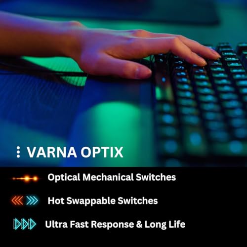 Image of Ninjadog Varna Optix - Wired Optical Mechanical Gaming Keyboard, RGB Backlit, Ultra Fast Response, Ergonomic Wrist Rest (Black) (Blue Switch)