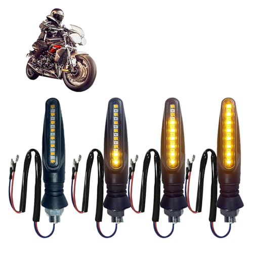 GaxmLou 4 Pcs Intermitentes Moto Led, Intermitentes Universales para Motocicleta, Ciclomotor y Quad, Luz de Señal de Giro LED con Efecto Secuencial Resistente al Agua y de Larga Duración