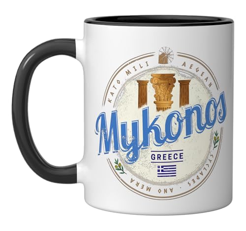 Mykonos Cyclades Islands Ceramic Mug Black/White