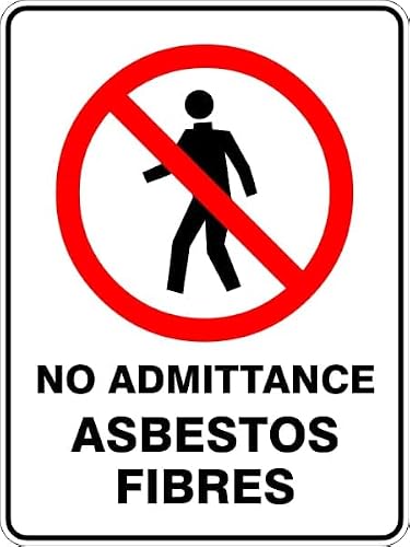 No Admittance Asbestos Fibres Prohibition Signs Metal Tin Sign 8 x 12 inch for Industrial & Commercial