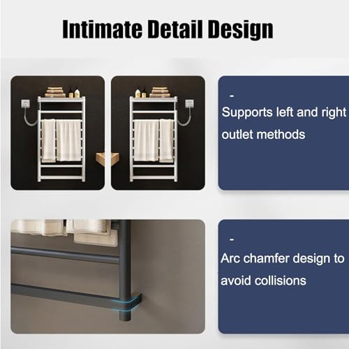 Sèche-serviettes chauffant en acier inoxydable durable avec programmation LCD
